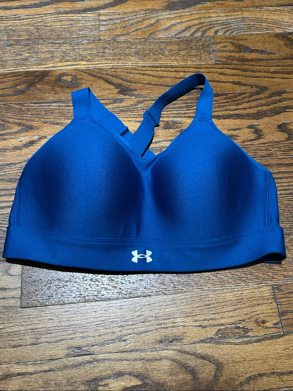Under Armour Blue High Supper    Sports Bra with White Logo